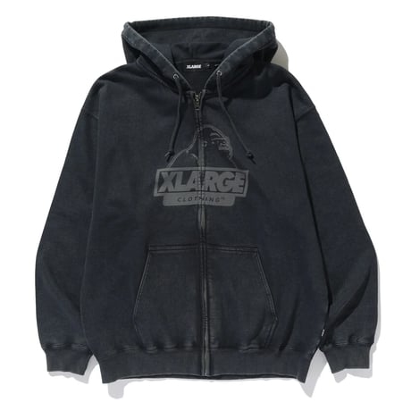 XLARGE | WASHED SLANTED OG ZIP HOODED SWEATSHIRT(BLACK)