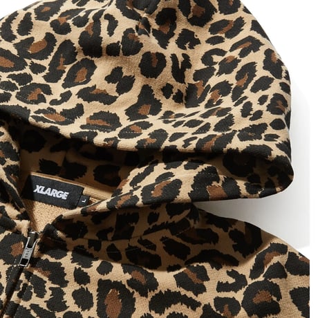 XLARGE | LEOPARD ZIP HOODED SWEATSHIRT(WHITE)