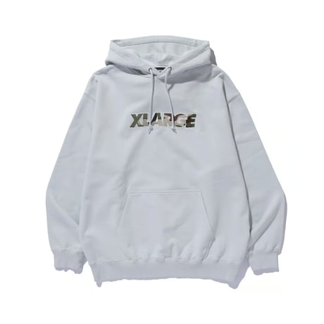 XLARGE | STANDARD LOGO HOODED SWEATSHIRT(GREY)