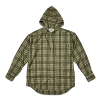 坩堝 (RUTSUBO) | SHADOW PLAID HOODED SHIRT JACKET(GREEN)