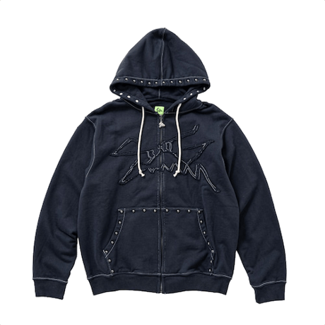 SPECIAL GUEST K.K.| Face Logo Studded Zip Hoodie (Navy)