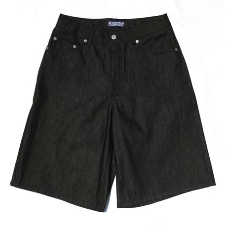 Summaly | "Words" Logo Denim Shorts- Unisex -(Black)
