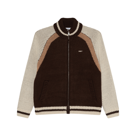 OBEY | AVEN ZIP UP SWEATER (BROWN MULTI)