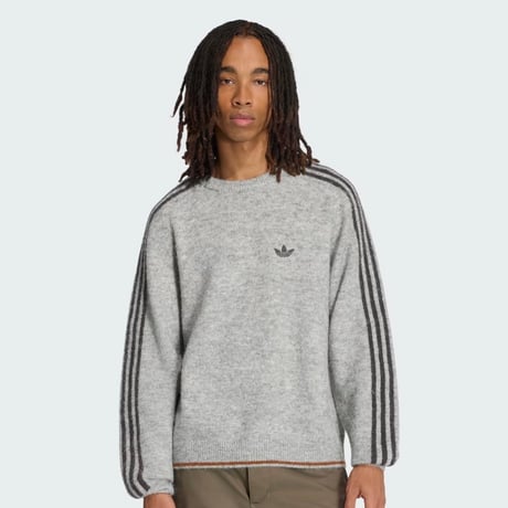 adidas originals | 3 STRIPES FLUFFY KNIT CREW (Medium Grey Heather)