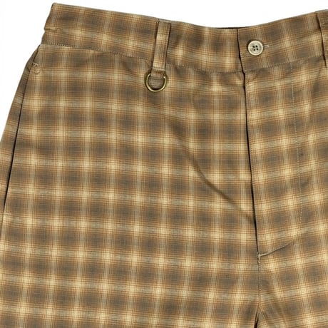 坩堝 (RUTSUBO) | MADRAS THECK MODERN WIDE EASY TROUSERS(BROWN)