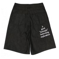 Summaly | "Words" Logo Denim Shorts- Unisex -(Black)