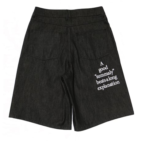 Summaly | "Words" Logo Denim Shorts- Unisex -(Black)