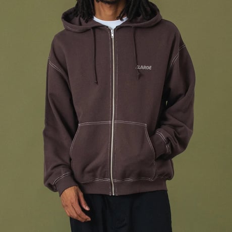 XLARGE | RHINESTONE OG ZIP HOODED SWEAT SHIRT(BROWN)