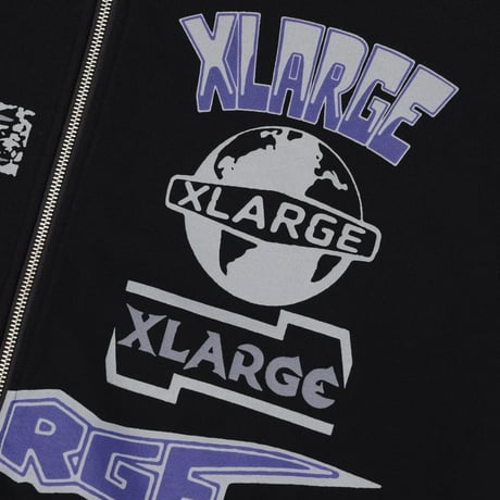 XLARGE | MULTI LOGO ZIP HOODED SWEATSHIRT(BLACK)