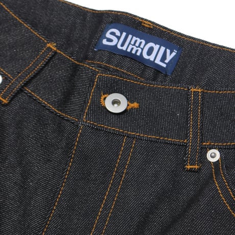 Summaly | "Words" Logo Denim Shorts- Unisex -(Indigo)