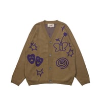 坩堝 (RUTSUBO) | JACQUARD ART CARDIGAN（RUTSUBO × aimi odawara） (DARK SAND)