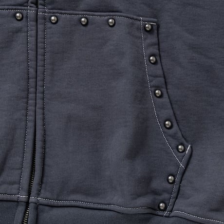 SPECIAL GUEST K.K.| Face Logo Studded Zip Hoodie (Gray)