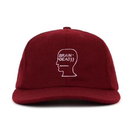 BRAIN DEAD |  FLANNEL LOGOHEAD 6PANEL HAT (BURGUNDY)