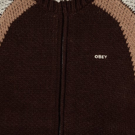 OBEY | AVEN ZIP UP SWEATER (BROWN MULTI)