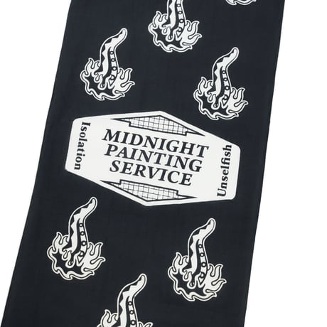 MIDNIGHT PAINTING SERVICE| On fire Tenugui (BLACK)