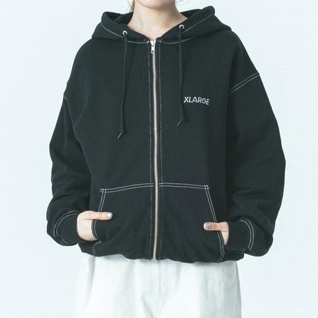 XLARGE | RHINESTONE OG ZIP HOODED SWEAT SHIRT(BLACK)