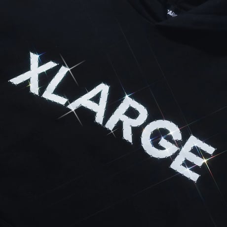 XLARGE | RHINESTONE PULLOVER HOODED SWEATSHIRT(BLACK)