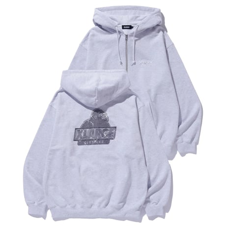 XLARGE | RHINESTONE OG ZIP HOODED SWEAT SHIRT(ASH)