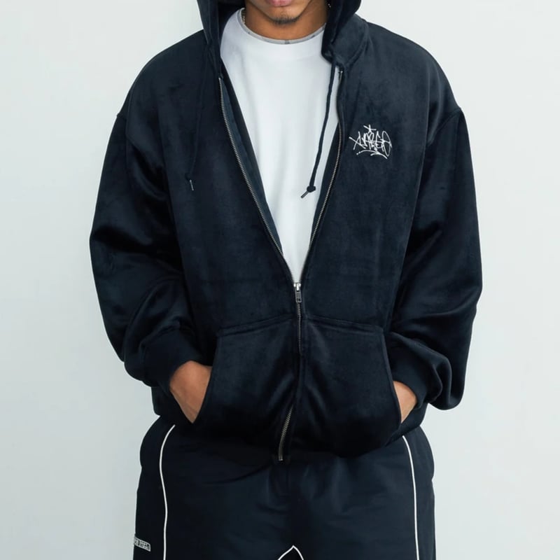 XLARGE | TAGGING VELOUR ZIP HOODIE(BLACK) | T.F