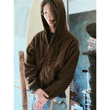 diidii | Reversible Double Raschel Hoodie (Brown) Natural Dye
