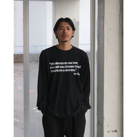 BE-SHARE |  Have a nice day waffle L/S TEE(BLACK)