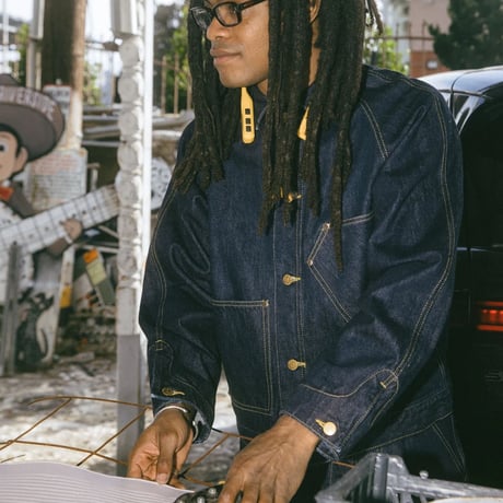 BRAIN DEAD | DENIM CROPPED ENGINEER JACKET (WASHED INDIGO)