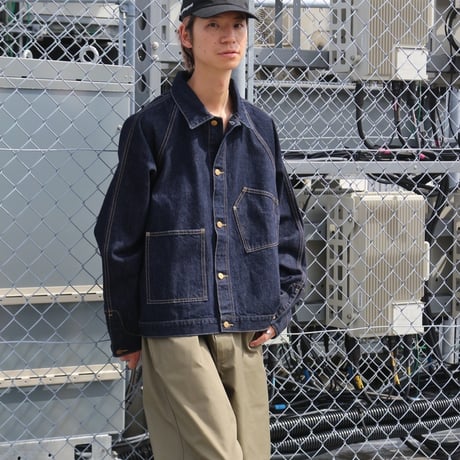 BRAIN DEAD | DENIM CROPPED ENGINEER JACKET (WASHED INDIGO)