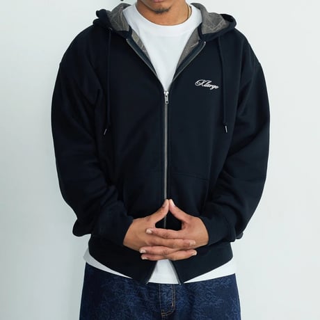 XLARGE | DOUBLE LAYERED ZIP HOODED SWEATSHIRT(BLACK)