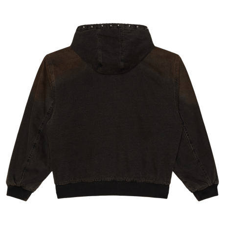 OBEY | STUDDED ZIP UP JACKET  (BLACK RUST WASH)