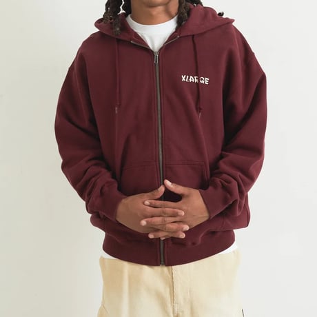 XLARGE | DRAWING OG ZIP HOODED SWEATSHIRT(BURGUNDY)