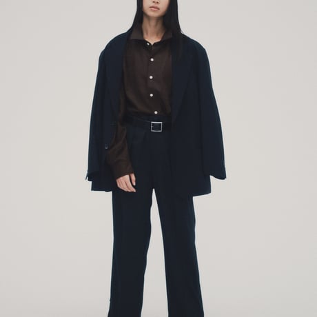 SEDAN ALL-PURPOSE| Micro Plaid Open Collar Shirt(Brown)