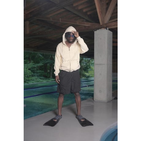 SPECIAL GUEST K.K.| Face Logo Studded Zip Hoodie (Ivory)