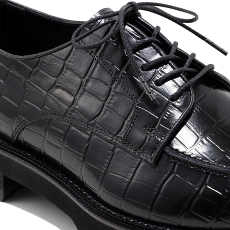 The Kenford Fineshoes | NEW CLASSIC U-MOC LACE UP SHOES (MENS/BLACK CROCODILE)