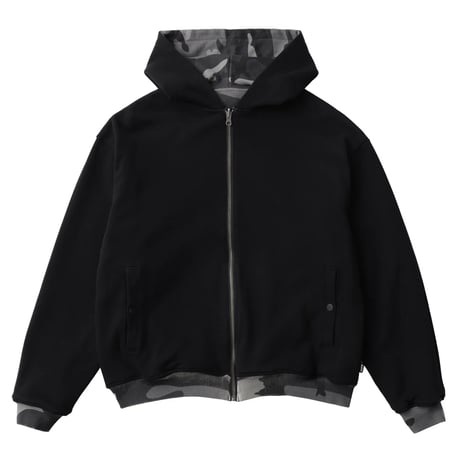 XLARGE | REVERSIBLE CAMO ZIP HOODED SWEATSHIRT(BLACK)