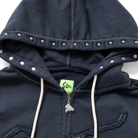 SPECIAL GUEST K.K.| Face Logo Studded Zip Hoodie (Navy)