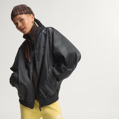 adidas originals | PLEATHER SST OVERSIZED TRACK TOP (Black / Maroon)