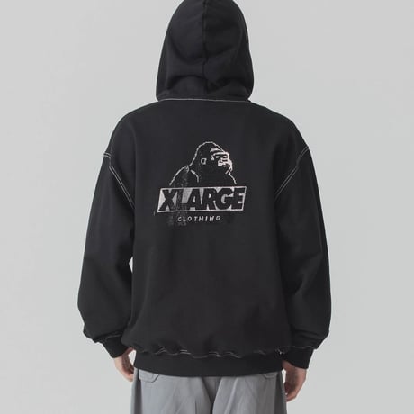 XLARGE | RHINESTONE OG ZIP HOODED SWEAT SHIRT(BLACK)