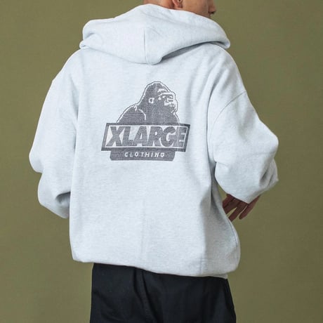 XLARGE | RHINESTONE OG ZIP HOODED SWEAT SHIRT(ASH)