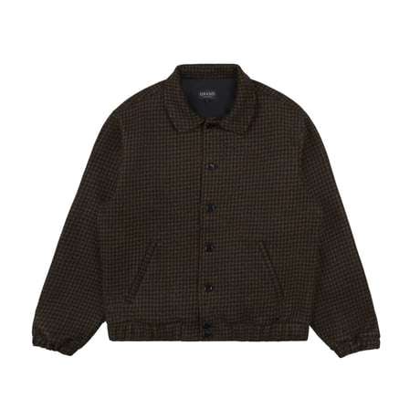 GRAND COLLECTION / WOOL HOUNDSTOOTH BLOUSON JACKET (ESPRESSO/BLACK)