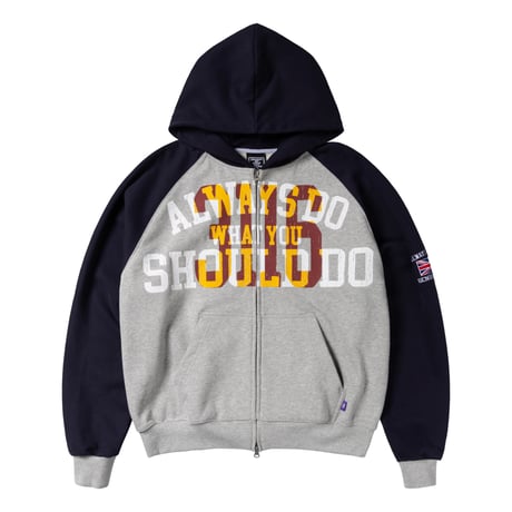 ADWYSD / JERSEY RAGLAN ZIP UP HOODIE (HEATHER GREY)