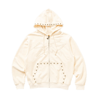 SPECIAL GUEST K.K.| Face Logo Studded Zip Hoodie (Ivory)