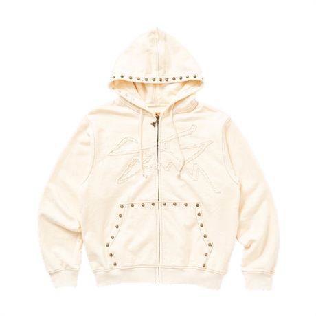 SPECIAL GUEST K.K.| Face Logo Studded Zip Hoodie (Ivory)