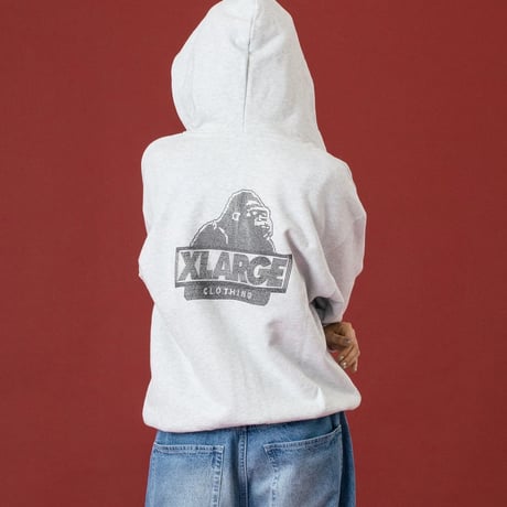 XLARGE | RHINESTONE OG ZIP HOODED SWEAT SHIRT(ASH)