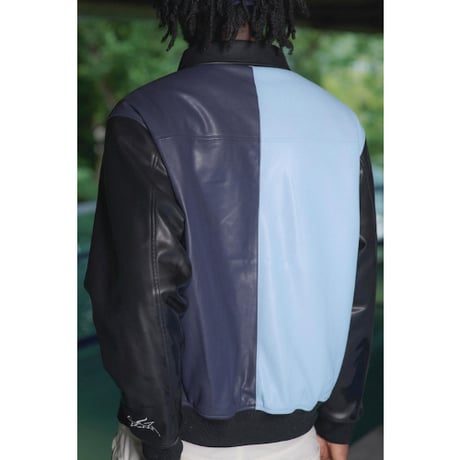 SPECIAL GUEST K.K.| Faux Leather Zip Jacket (Blue)