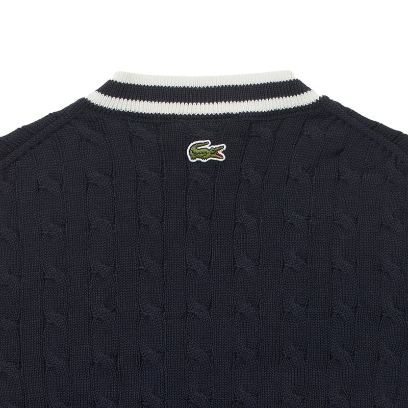 Lacoste × CLUBHAUS Cable Knit Vest - Navy | CLU