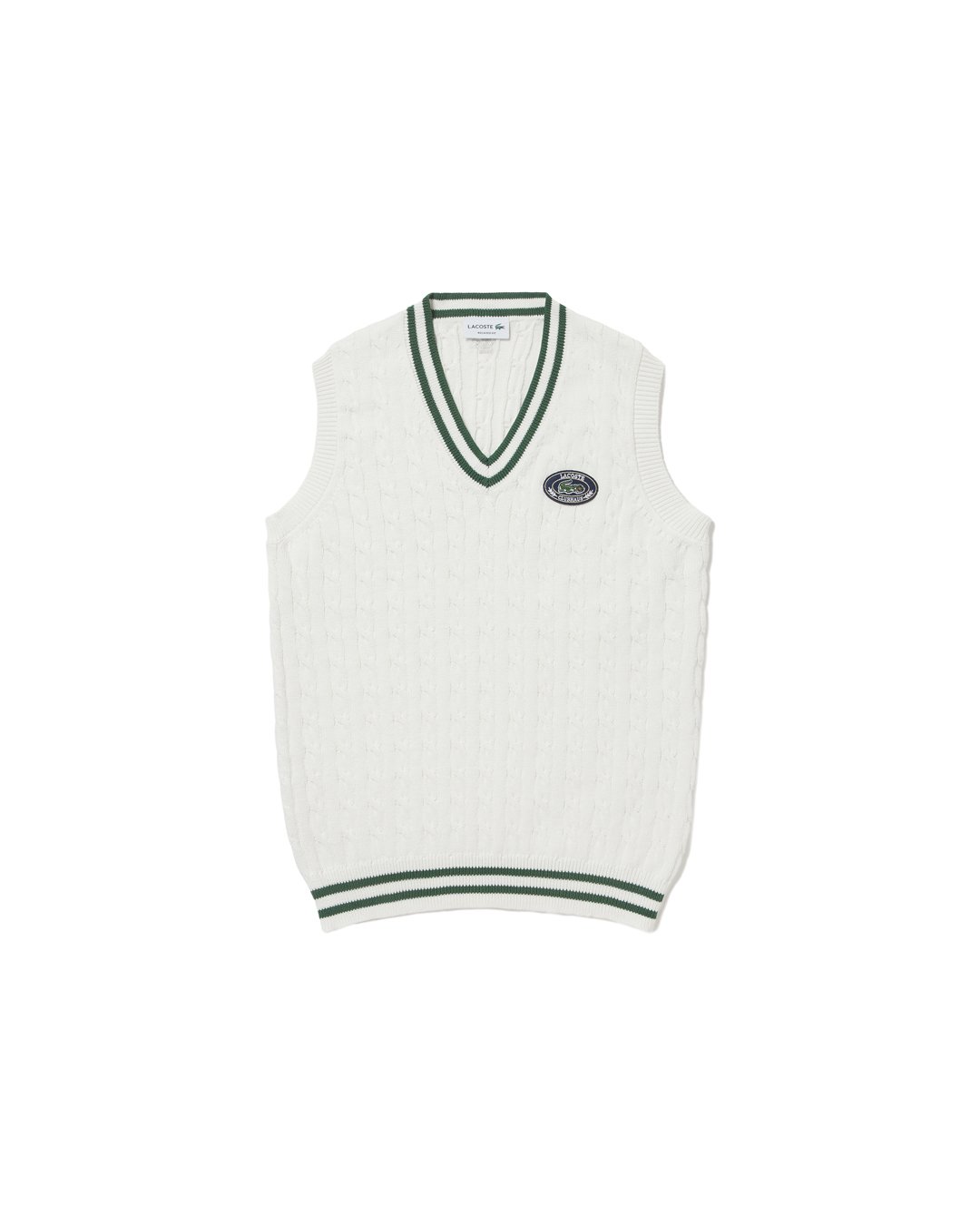 Lacoste × CLUBHAUS Cable Knit Vest - White | CL