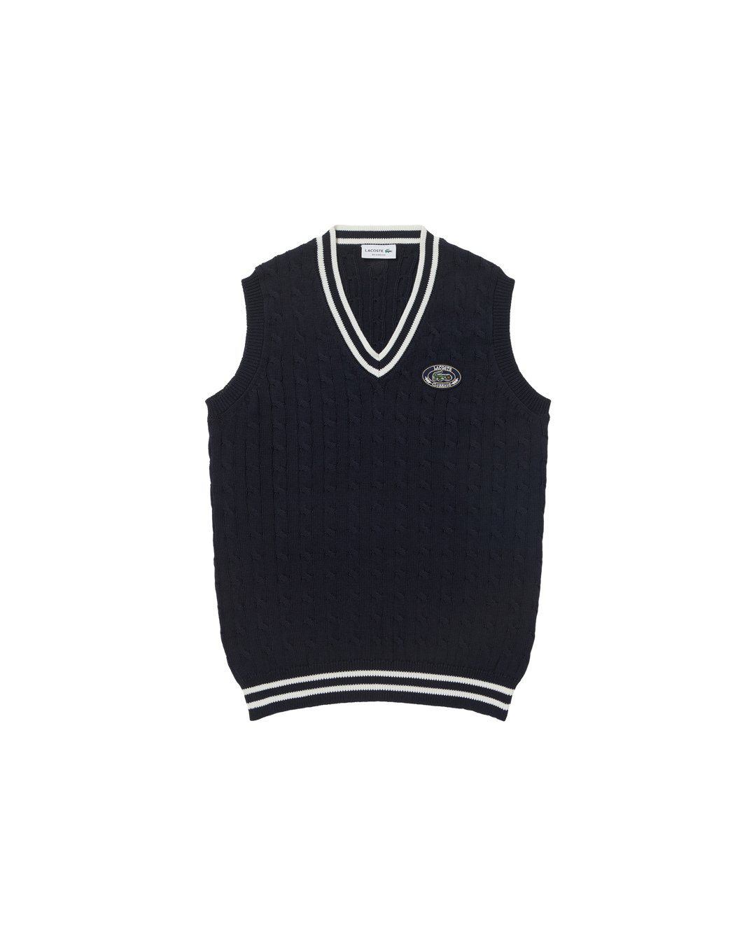Lacoste × CLUBHAUS Cable Knit Vest - Navy | CLU