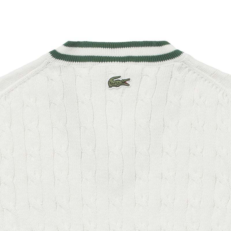 Lacoste × CLUBHAUS Cable Knit Vest - White | CL