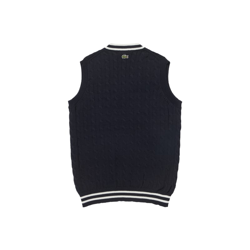 Lacoste × CLUBHAUS Cable Knit Vest - Navy | CLU