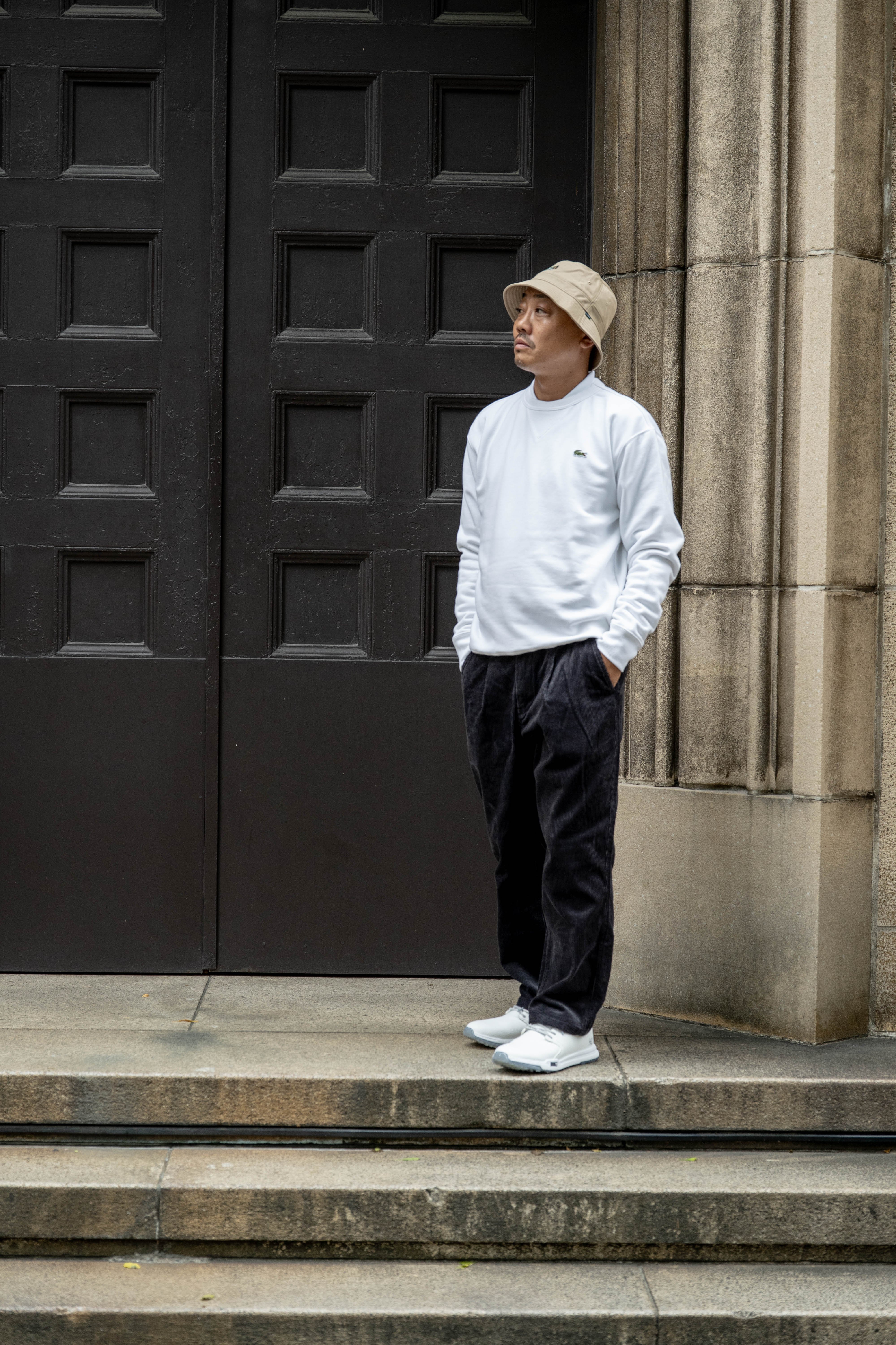 Lacoste × CLUBHAUS Crew Sweat - White | CLUBHAU